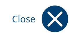 Blue circular button with a white 'X' next to the word 'Close', used to exit a modal or overlay.