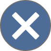 Circular blue icon with a white 'X' in the center, indicating close or cancel action.